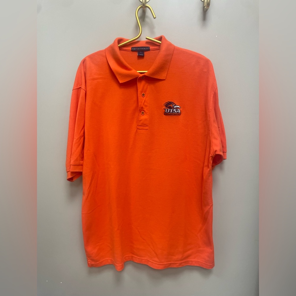 Port authority UTSA Orange Polo Shirt size L